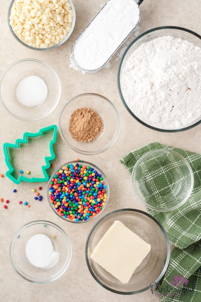 ingredients for ginger Christmas tree cookies