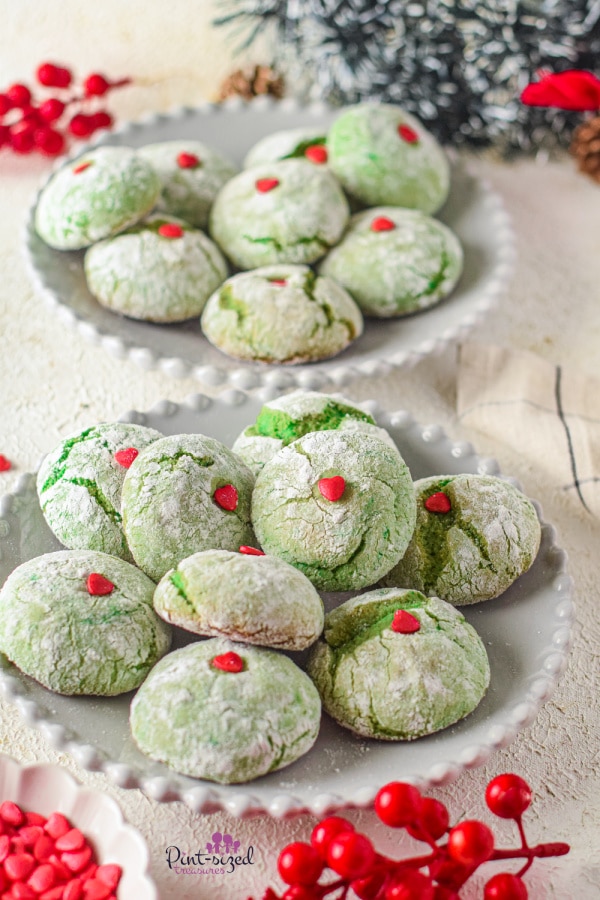grinch cookies on holiday table