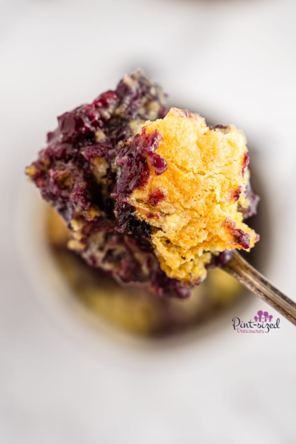 bite of blueberry dump cake
