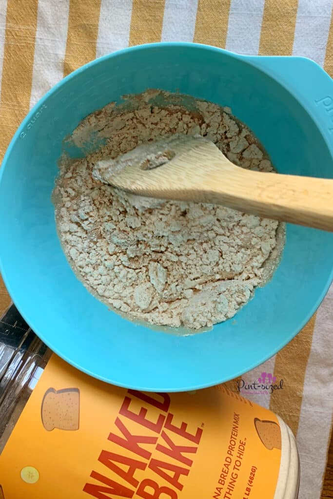mixing the banana protein powder