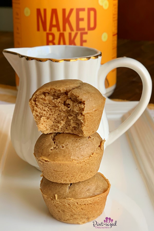 protein banana bread muffins stacked