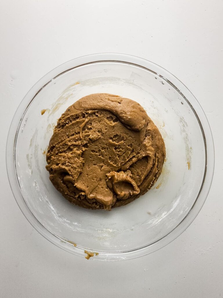 The cookie dough mixed before adding M&Ms