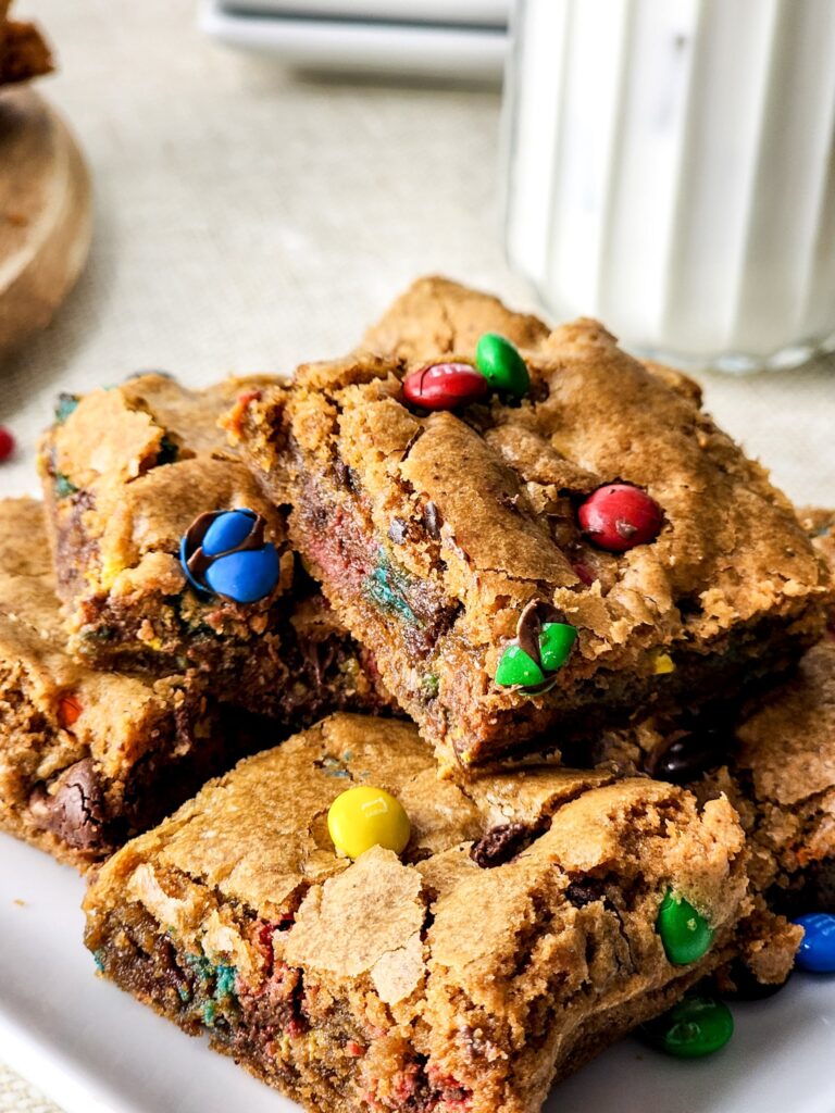 Cookie bars served on a plate