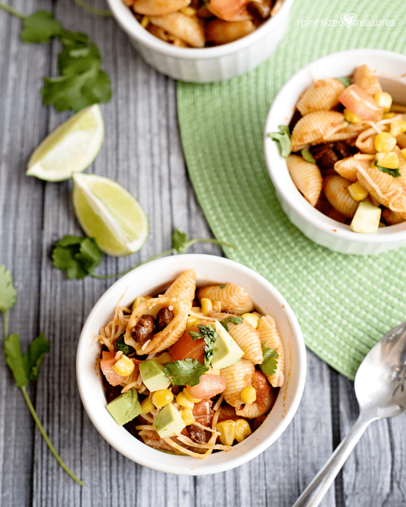 Mexican pasta salad in bowl